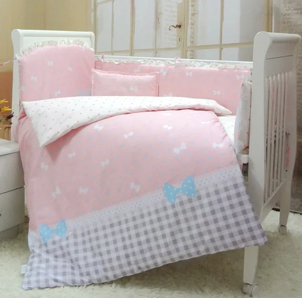 8 pieces baby girl crib bedding sets, girl quality cot bedding with ...