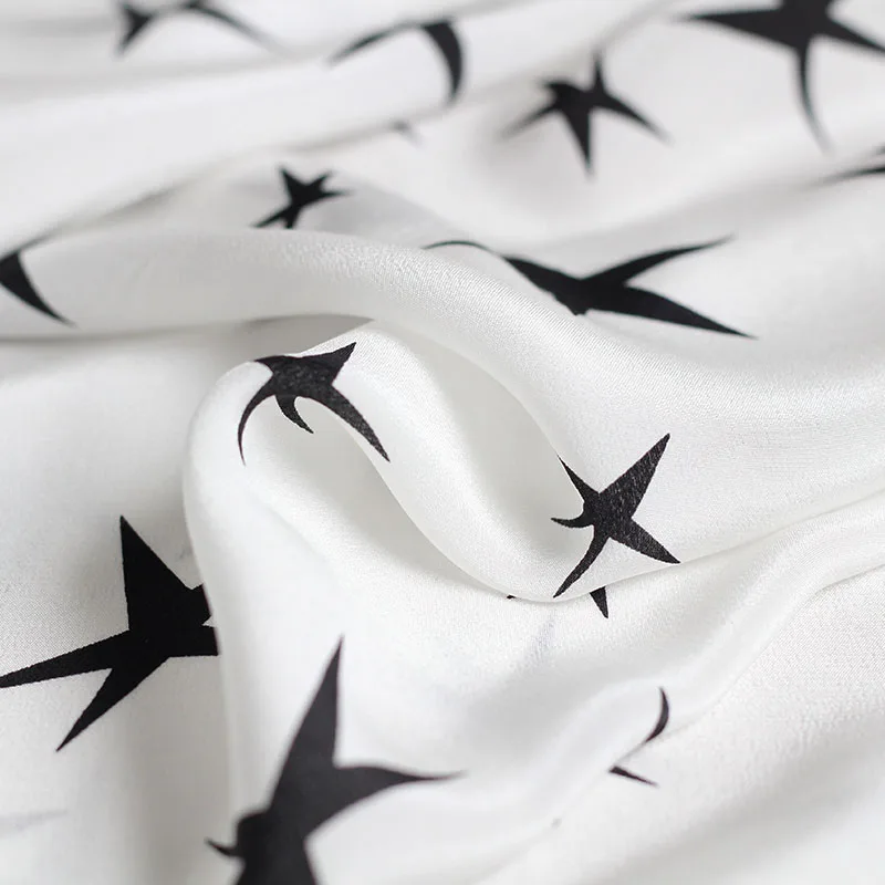 Перламутровый шелк 12momme Морская звезда Печатный крепдешин шелкопряда материалы рубашка платье Сделай Сам одежда ткани
