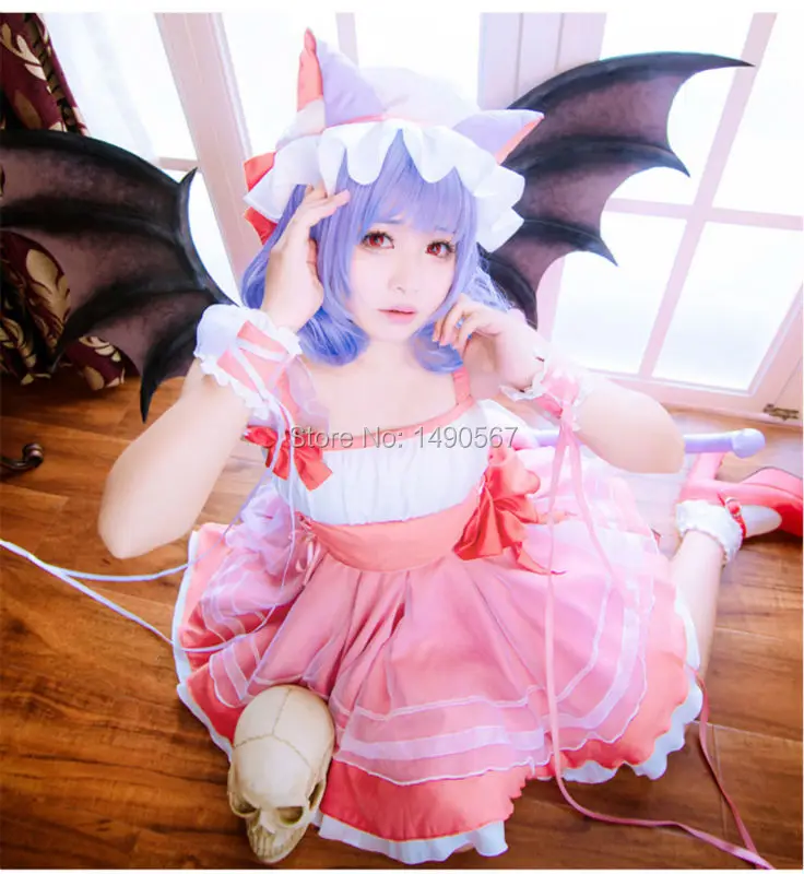 Touhou Project Series Remilia Scarlet cos платье кошачьи ушки косплей костюм карнавальный костюм