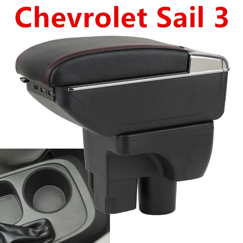 Для Chevrolet Sail 3 подлокотник центральный магазин содержимое коробка для хранения с подстаканником пепельница ABS кожаный аксессуар