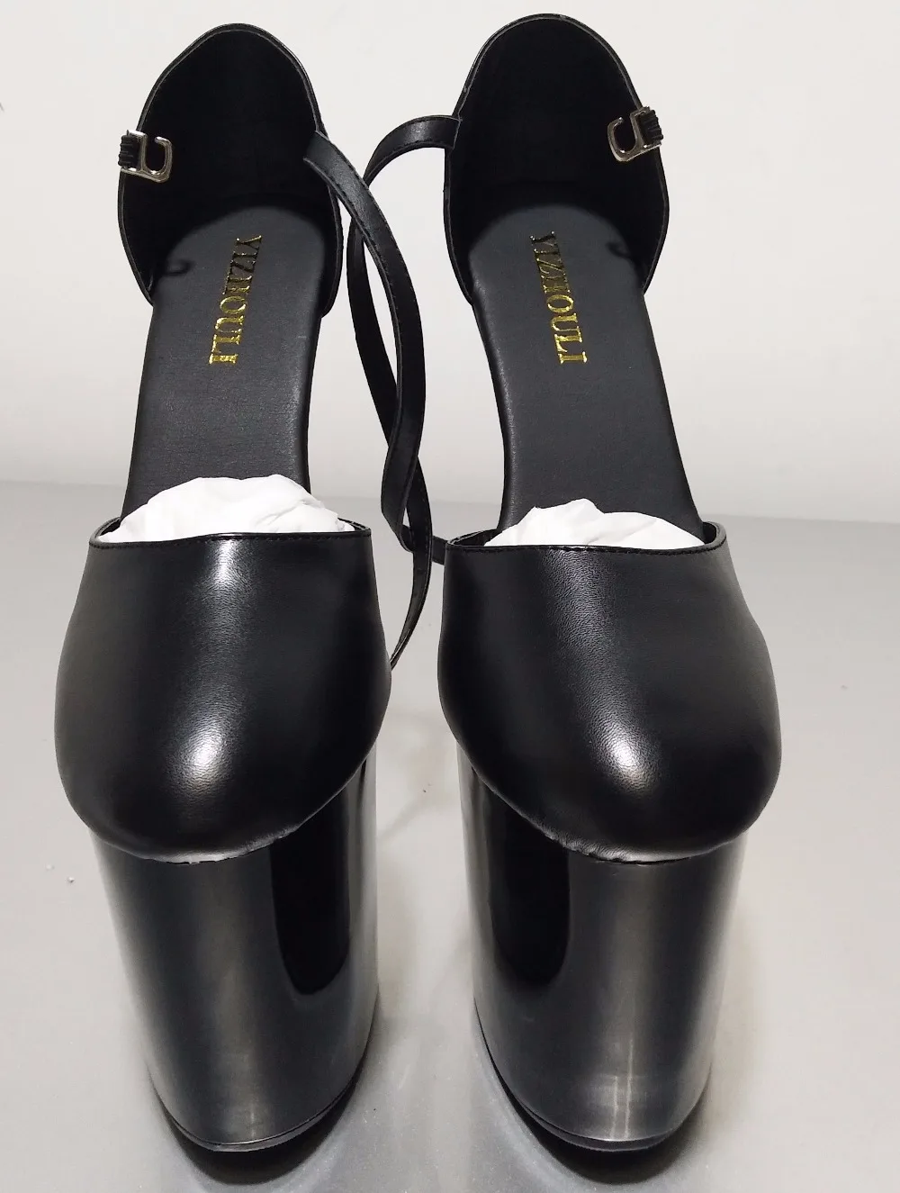 Bag post black subgloss leather 20cm ultra high merchandiser shoes, bride's wedding shoe model walking Dance Shoes
