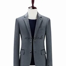 На заказ мужские серые шерстяное кашемировое пальто Slim fit Повседневная Обычная Куртка