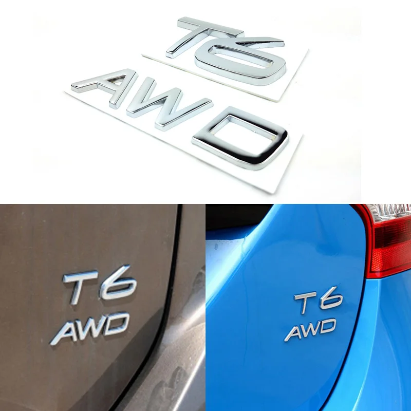 Автомобильная 3D наклейка T5 T6 AWD логотип эмблемы значки письмо для Volvo XC60 XC90 S60 S80 S60L