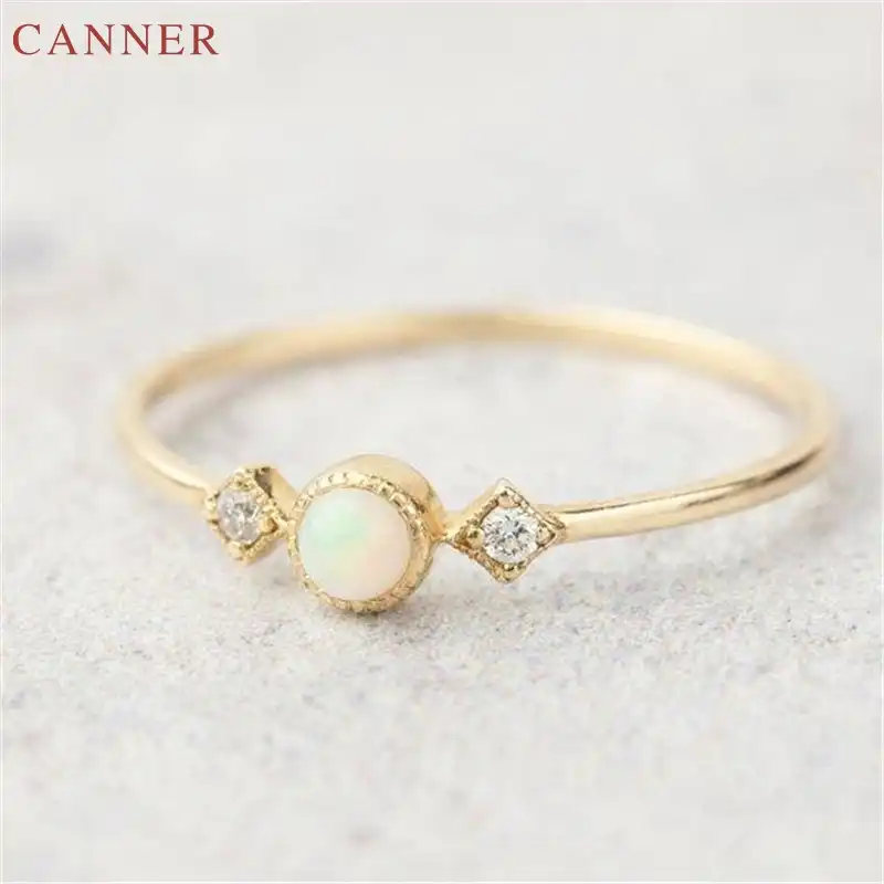 Нежный огненный опал кольца для женщин девочек Кубического Циркония Золотое серебрянное кольцо обручальное кольцо ювелирные изделия cmujer ...