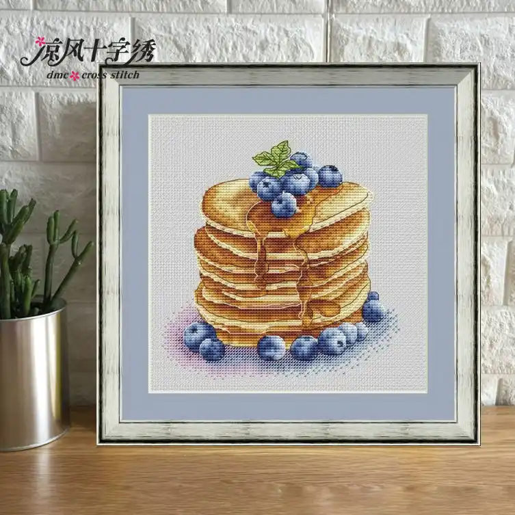 ブルーベリーマフィンクロスステッチキット Dmc ブランド糸動物犬カウントキャンバス生地刺繍ハンドメイド刺繍 Package Aliexpress