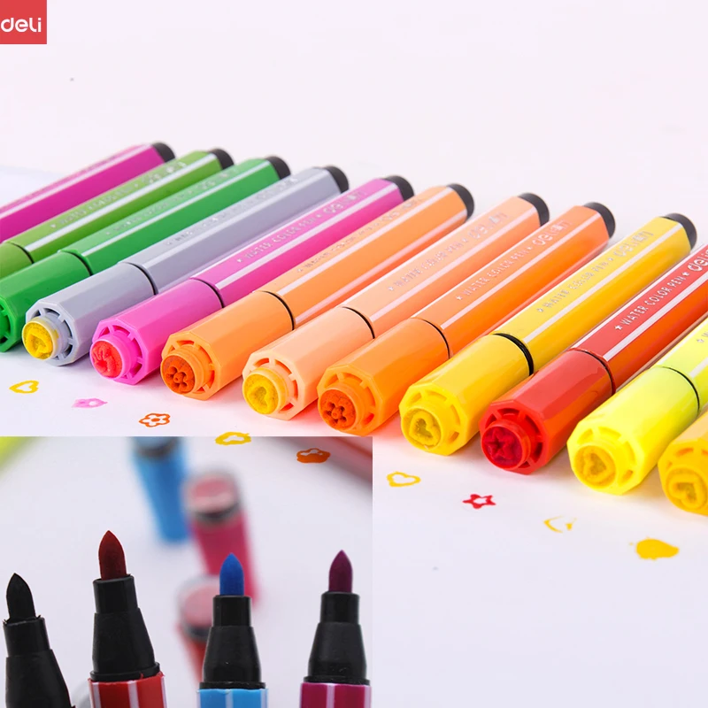 

Deli Kids Drawing Set Watercolor Pen Pencils Washable crayons for kids With Stamps Highlighters Marker Pens Stationery Gifts