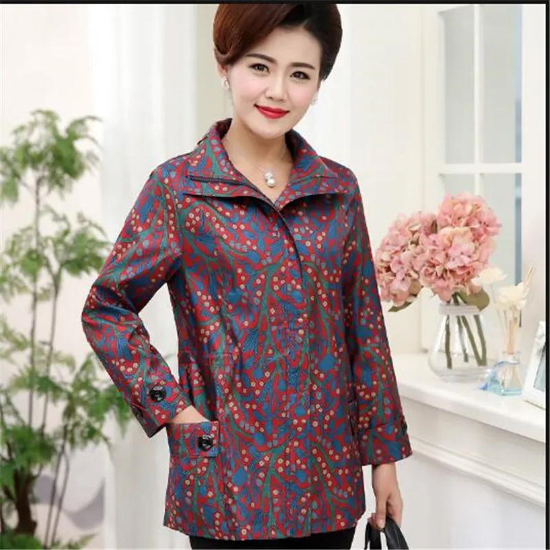 Mode Printemps Coupe Gamme Imprimer Blue Plus Taille Nouveau L Manteau Loisirs Veste Nouvelle vent Femelle 5xl Moyen red Automne Haut D'âge De Survêtement La Femmes 1clKFJ