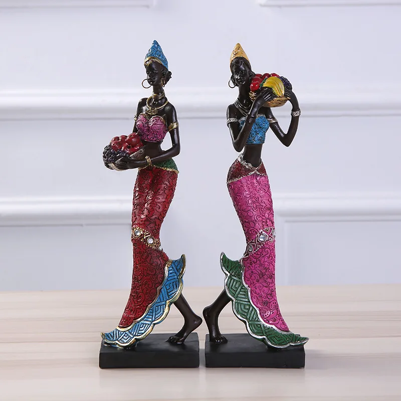 Скульптура из смолы, аксессуары для украшения дома, африканская статуя, смола, украшения для красоты, Африканская женщина, скульптура, креативная скульптура