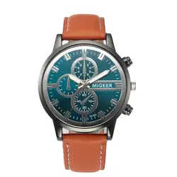 CCQ классические новый Для мужчин часы кожаный ремешок на кварцевые повседневное Часы Кварцевые аналоговые наручные часы просто смотреть