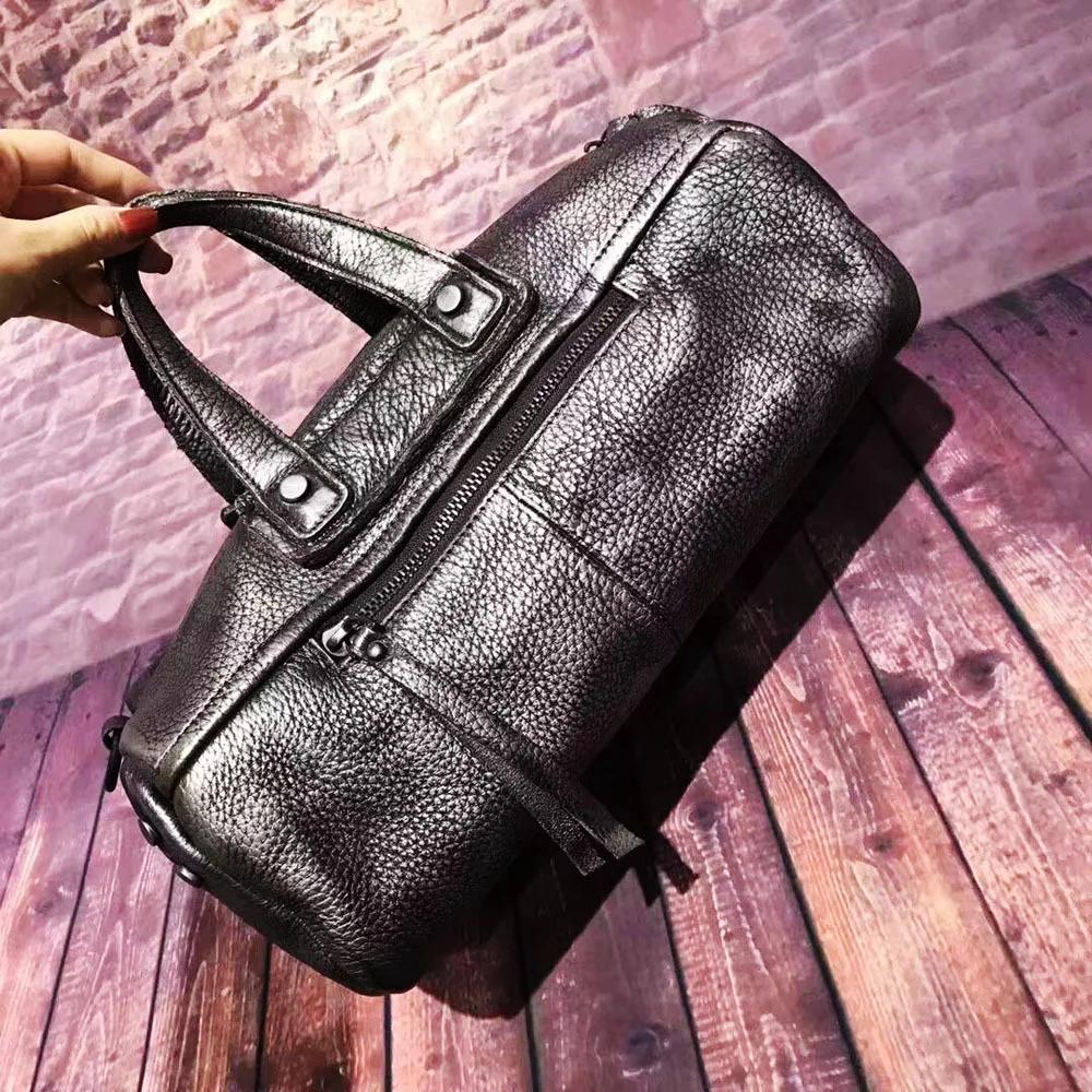 جلد البقر الجلود الرغيف الفرنسي حقيبة المرأة الفرنسية شيك خمر الأعلى مقبض حقيبة صغيرة جلد طبيعي حقيبة الإناث الرجعية حقيبة ساعي