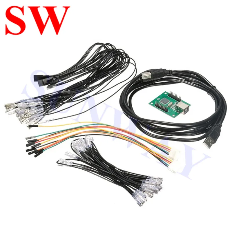 

2 Player USB Encoder Arcade to USB Controller Kit 2 Player MAME PC Keyboard Encoder USB Cable with 2PCS 5Pin cable for Joystick