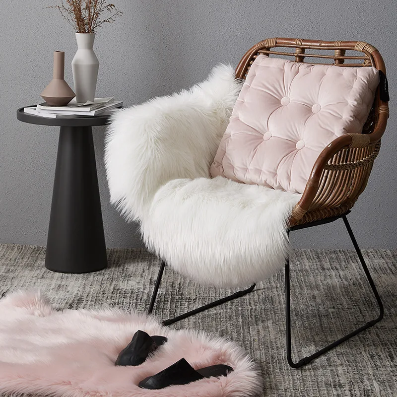 Модный неровный мохнатый Теплый Ковер 60*90 см, пушистый коврик для гостиной, чайный коврик для стола, чистый цвет, декоративный ковер для дивана, стула, белый/розовый