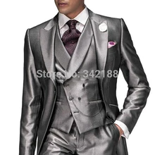 /одна кнопка серебристо-серый смокинг с лацканами с острыми углами для жениха лучшие мужские для шаферов мужские свадебные костюмы/свадебные костюмы