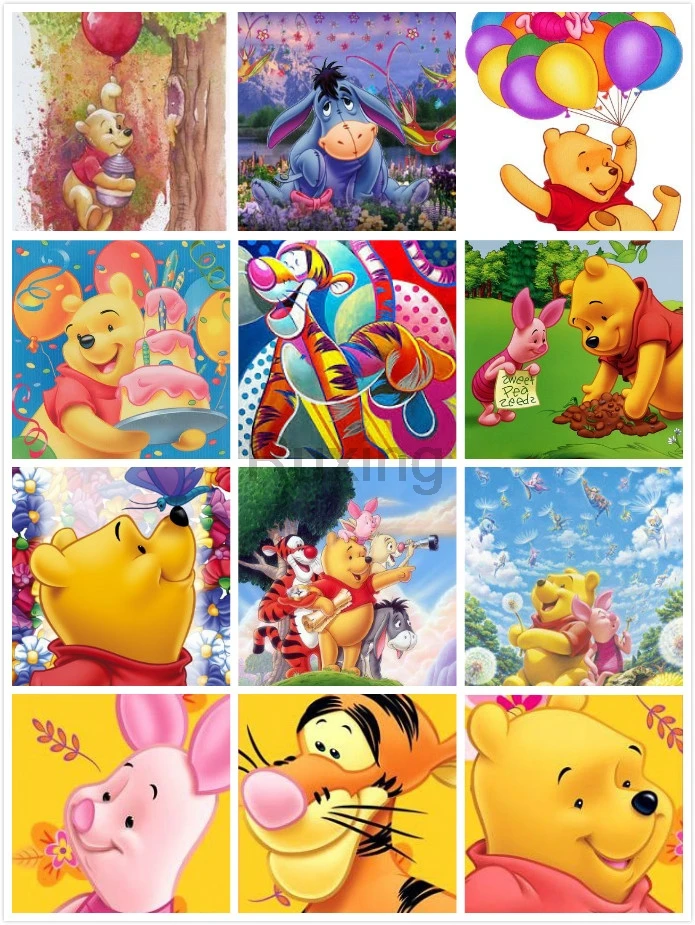 

5D DIY Diamond Painting Cartoon Winnie the Pooh and Tigger Cross Stitch Diamond Embroidery Mosaic Wall Painting Decor kids gifts
