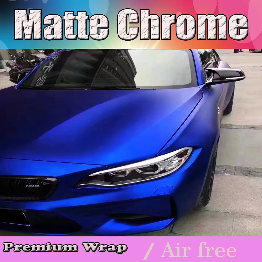 satin chrome dark blue car wrap foil apa car wrapping film (1)