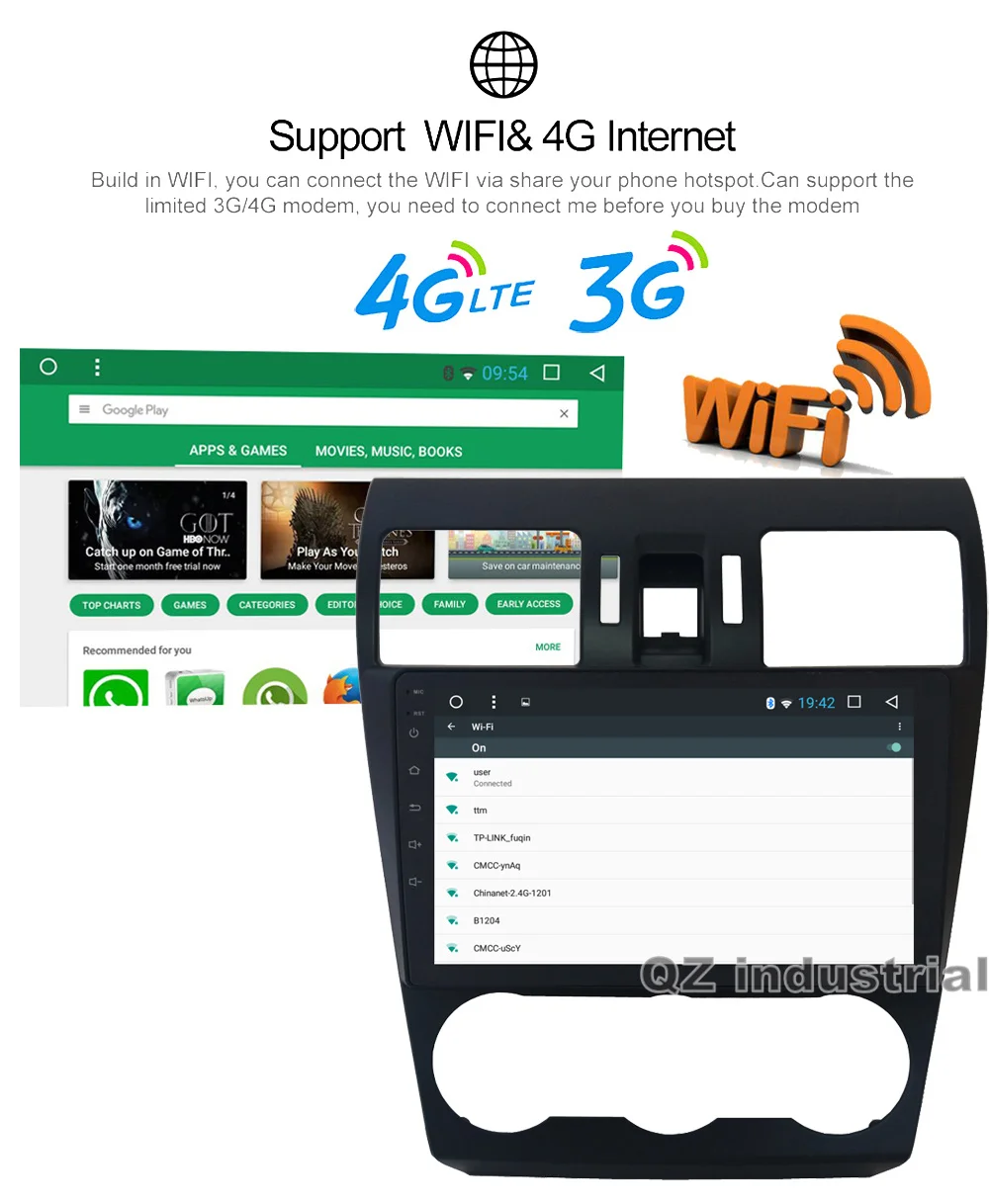 Perfect QZ Industrial HD 9inch Android 8.1 T3 for Subaru WRX Forester 2014-2016 Car DVD Player with Canbus GPS 3G 4G Radio Navi WIFI RDS 9