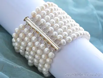 

Z5721 8strands 7mm WHITE ROUND FRESHWATER PEARL BRACELET 8inch