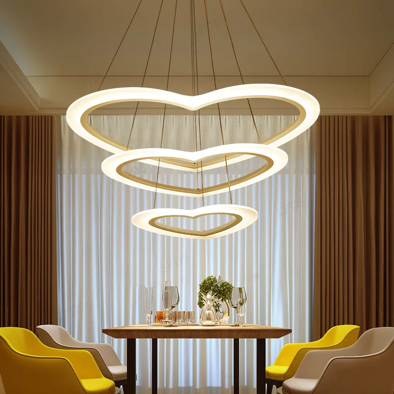 

Modern Love Heart Shape Acrylic Wrought Iron LED Indoor Lighting Pendant Chandelier lamparas de techo colgante moderna