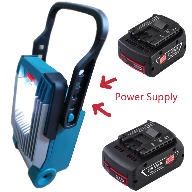 Tanie Elektronarzędzie część dekoracji wnętrz budowa lampa robocza led światło dla DeWalt Makita Milwaukee Bosch 18V 20V akumulator litowo jonowy