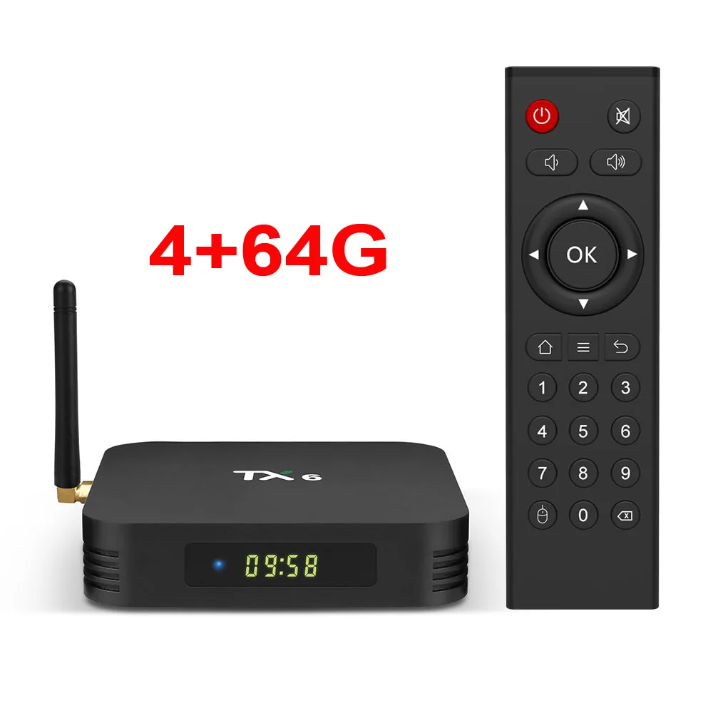 4G 64G TX6 Android 9,0 Smart tv BOX Allwinner H6 четырехъядерный Поддержка 2,4G& 5G беспроводной wifi 4G 32G телеприставка медиаплеер - Цвет: 4G 64G
