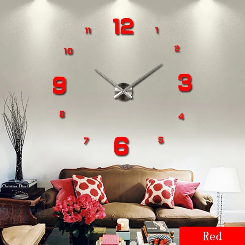 large wall clock watch 3d wall clocks de pared home decoration 3d wall stickers pecial  Living Room home decoration accessories