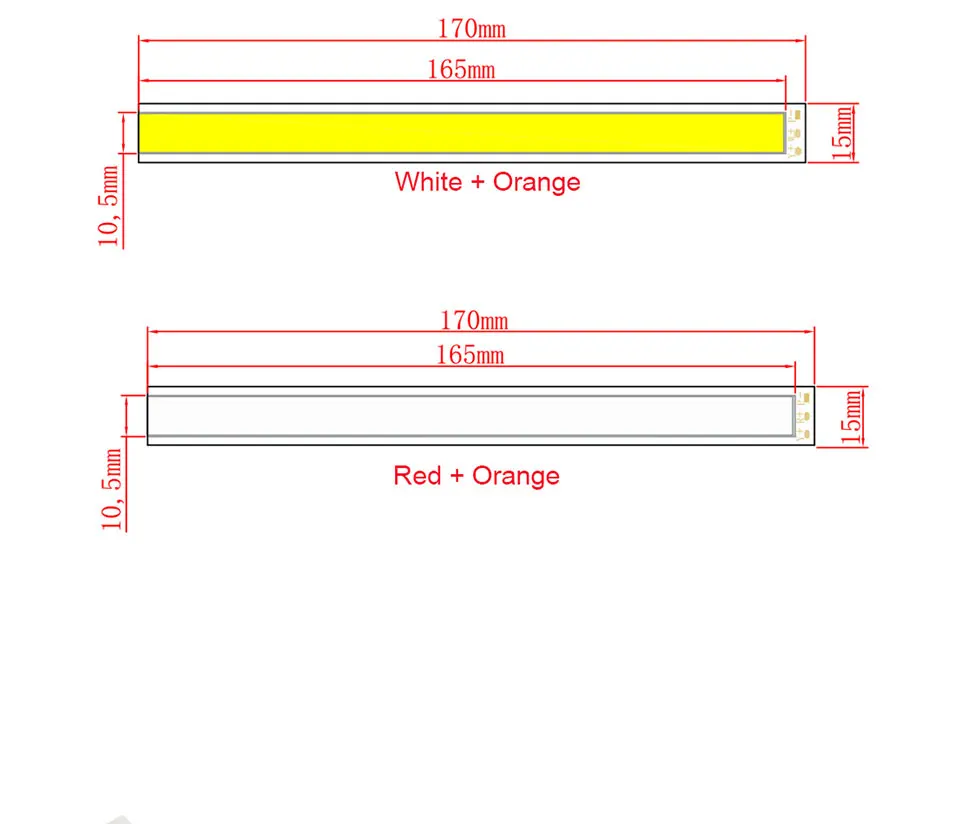 Double Color COB LED Light Source 2W White Red Orange Chip On Board DC12V 17015MM COB Strip Lamp (1)