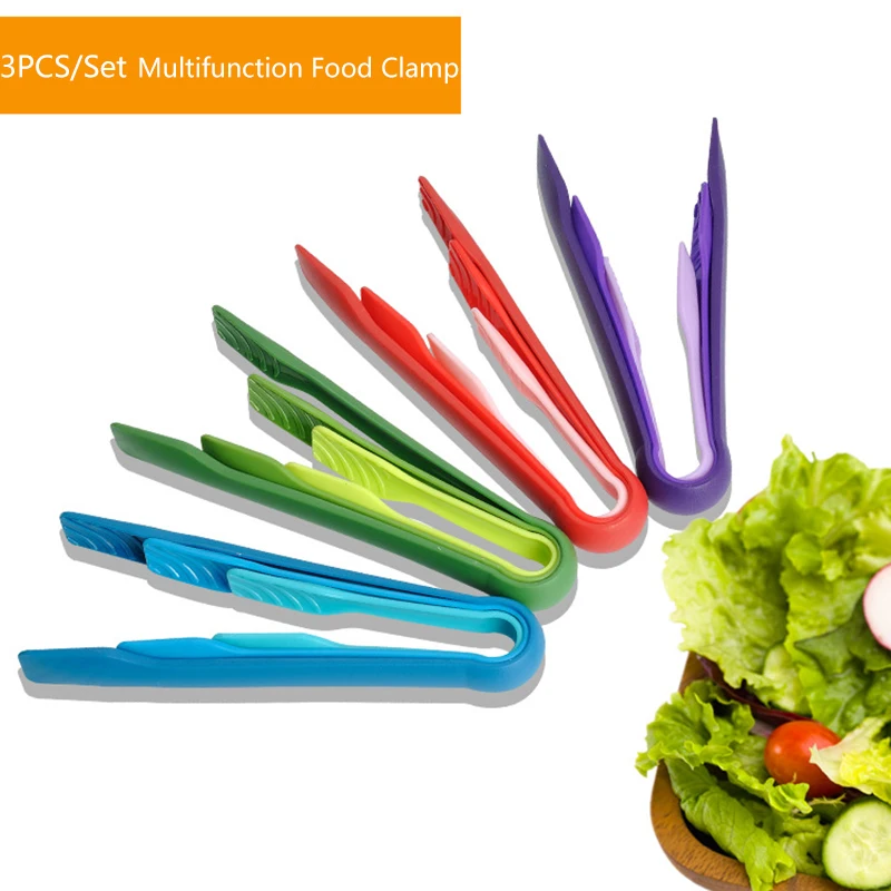 3Pcs/set Food Tongs Kitchen Utensils Cooking Tools Food-grade Plastic
Baking Bread Clip Pastry Clamp BBQ Grilling Barbecue Tongs