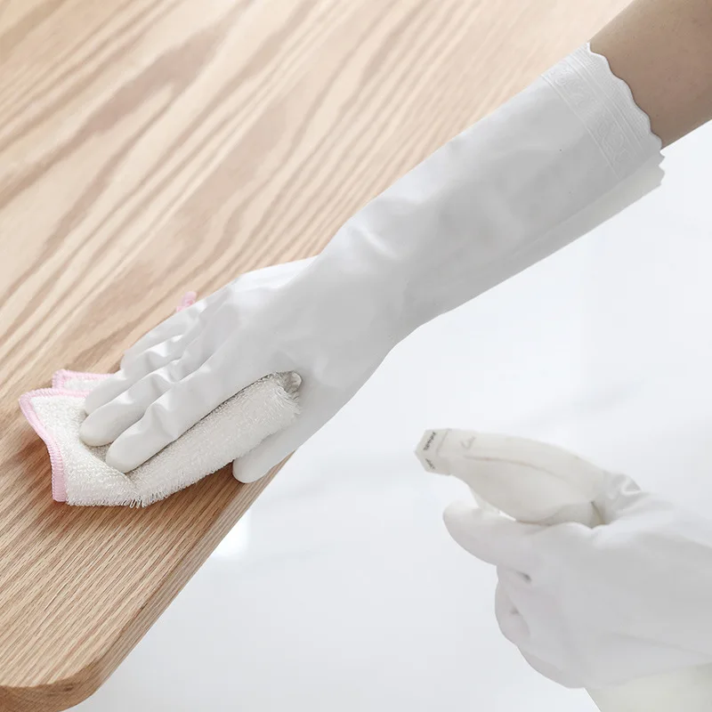 Household dishwashing gloves kitchen cleaning rubber gloves blue thick waterproof single layer household gloves 020 y