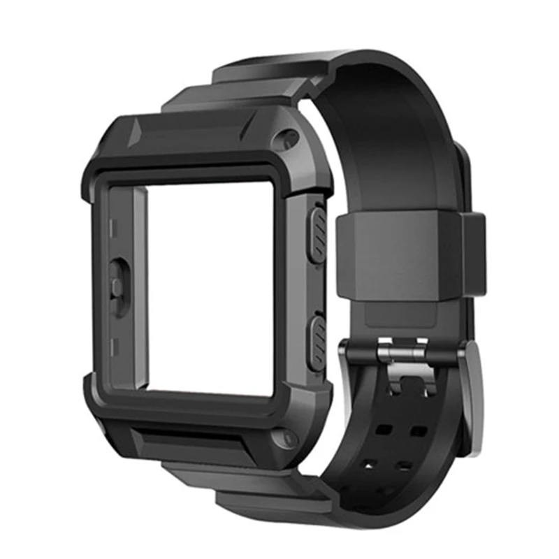 Силиконовый чехол ремешок для часов с противоударной защитной рамкой для Fitbit Blaze