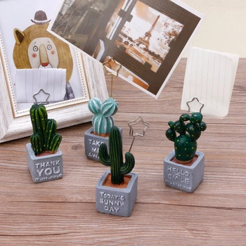 

Cute Cactus Card Holder Resin Plant Decoration Stationery Office School supplies