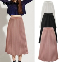 MISSOMO женские юбки Женская плиссированная юбка половинной длины эластичная юбка винтажная Женская юбка металлик