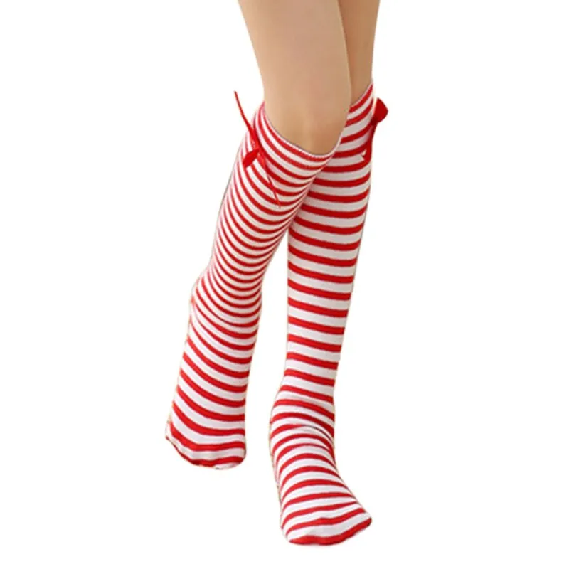 Носки для девочек; милые детские носки принцессы до колена с бантиками; длинные носки без пятки; Детские гетры; милые носки для девочек - Цвет: RW