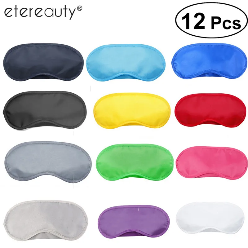 12pcs Multicolor Eye Mask Cover Lightweight Eyeshade Blindfold Sleep