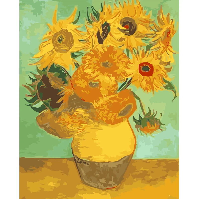 

Framless Copy Van Gogh Sunflowers Diy Digital Oil Painting On Canvas painting by numbers decorative picture 40*50 Flower E032