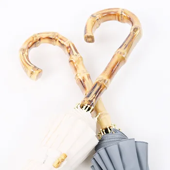 

Bamboo Ins Weatherproof Umbrella Long Handle Men & Women God Personality Creative Trend Rain Dual-use Simple Retro Umbrellas