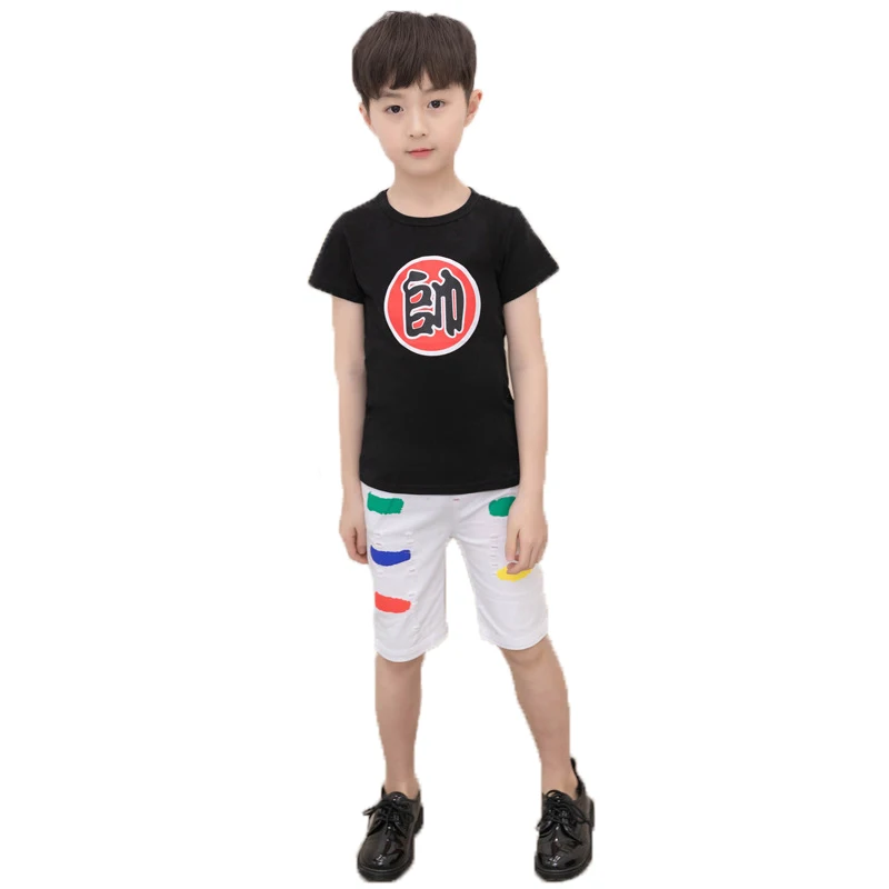 

Children's summer Hawaii Clothing Set handsome boys suit With Free Belt children's day shirt + shorts +Belt performance customes