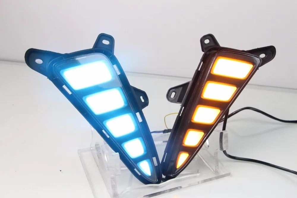 

Qirun led drl daytime running light for Toyota CHR 2017-2018 with Dynamic moving yellow turn signal and blue night light