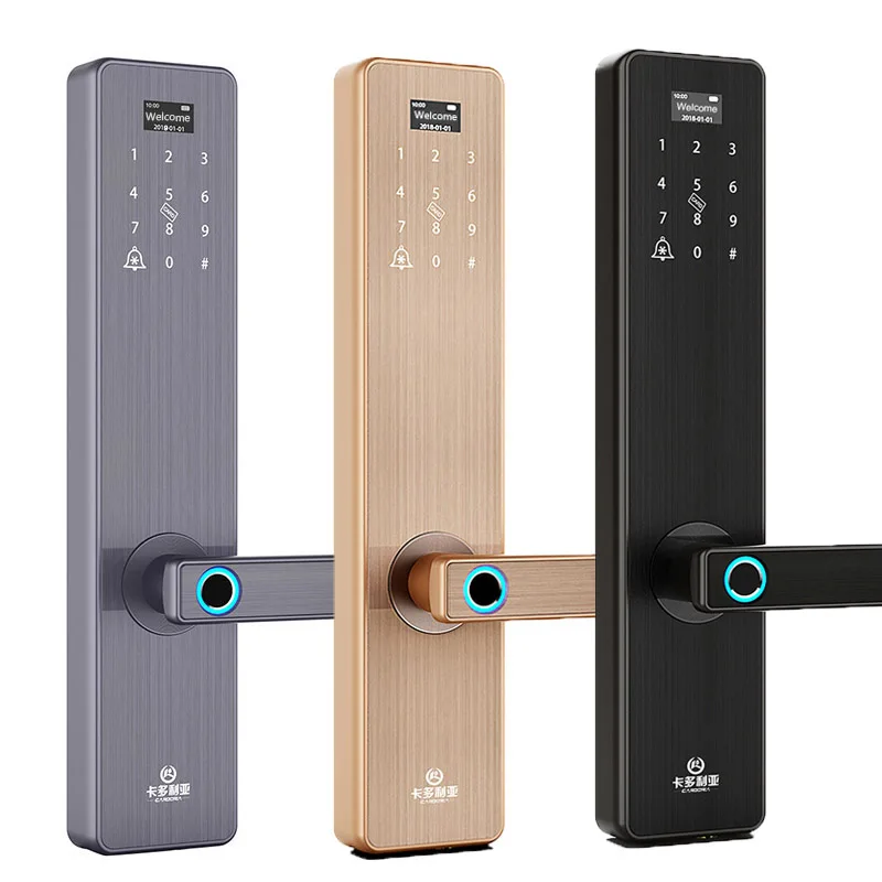 

Biometric fingerprint Door Lock With Screen Fingerprint Smart Apartment Lock With Doorbell Passcode IC Card Home Locks 2019 NEW