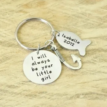

Fishing Keychain for Dad Kids Names Dad Key Chain Personalized Keychain Hand Stamped Keychain always be your little girl