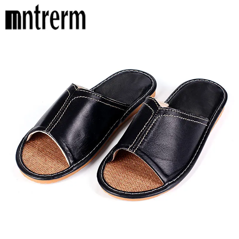 online Mntrerm Pele De Carneiro Sapatos Baixos Dos Homens de Couro Marrom Preto 2018 Outono Verão Chinelos Toe Estilo Britânico Oxford Sapatos Fechados Para Os Homens