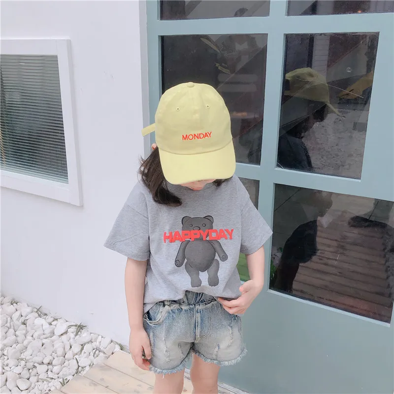 

2019 Summer New Arrival korean style cotton cartton letters pattern all-match fashion T-shirt for cute sweet baby girls and boys