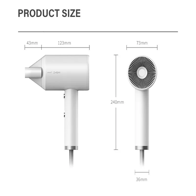 Оригинальный фен Xiaomi Mijia Zhibai 1800 Вт Мини Портативный Анионный двухскоростной для