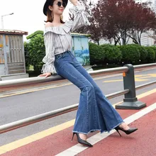 Новые женские джинсы с высокой талией размера плюс, Модные Узкие эластичные джинсовые штаны с карманами и кисточками, синие повседневные брюки