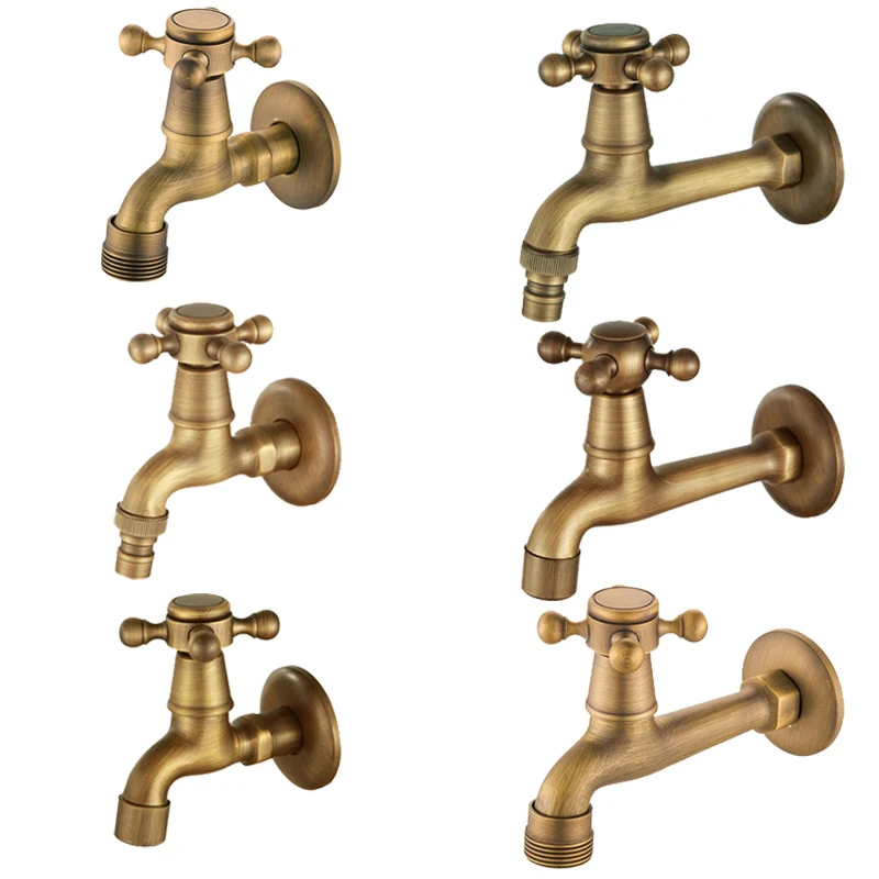 

Copper archaize washing machine tap 4 points 6 water mouth bibcock Europe type used by mop pool long short paragraph faucet tap