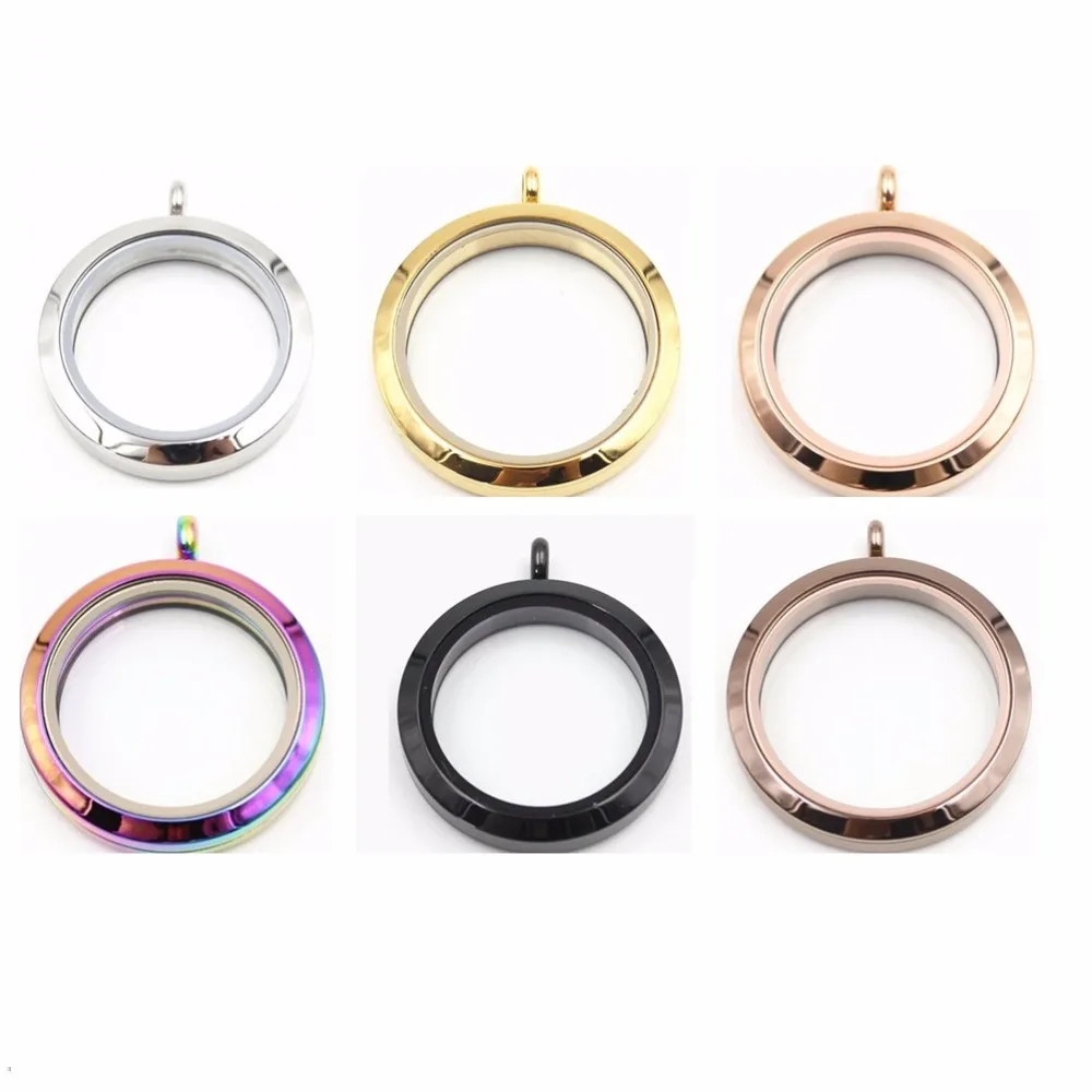 

6 Color 30MM Round Waterproof Floating Locket Stainless Steel Twist Screw Floating Charms Memory Locket pendant