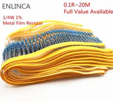 100pcs 1R~1M 1/4w 0.25W 14D 360 390 430 470 510 560 ohm R 360R 390R 430R 470R 510R 560R Metal Film Resistor 1% 1/4W