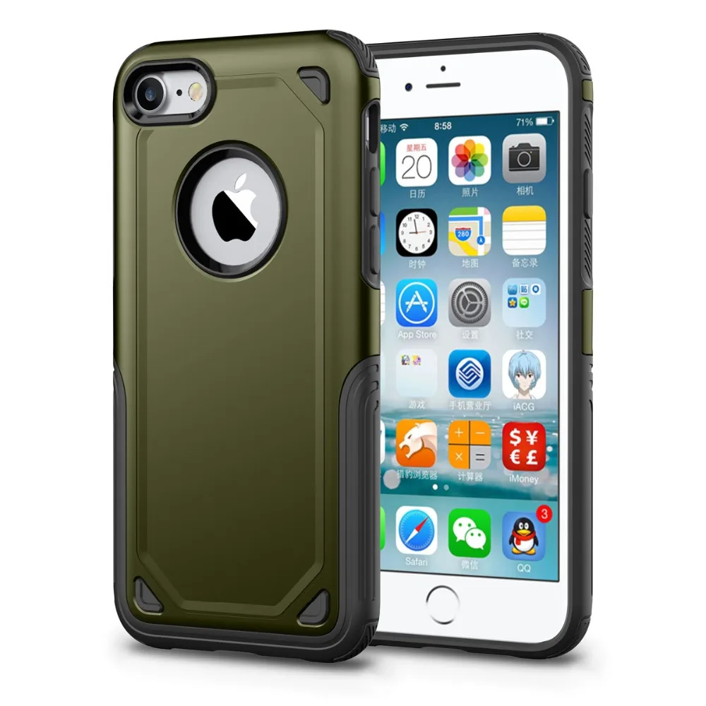 Military Shockproof Armor Phone Case For iPhone X XS 11 Pro Max XR 7 8 6 6S Plus Hybrid PC+Silicone Slim Rugged Protective Cover iphone 11 Pro Max  silicone case