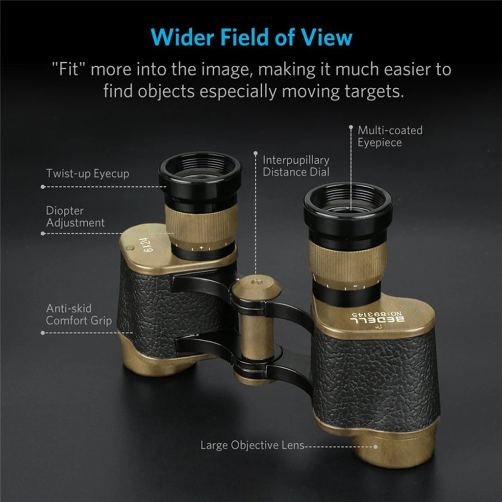   6x24 Professional Wide Angle Binoculars For Bird Watching, Hunting, Wildlife Viewing, Outdoor Travelling