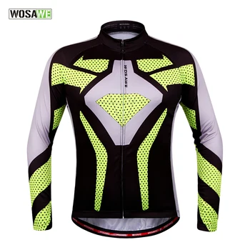 

WOSAWE Unisex 100% Polyester Spring Cycling Jerseys Long Sleeve Mountian Bike Bicycle Shirts Reflective Cycling Clothings
