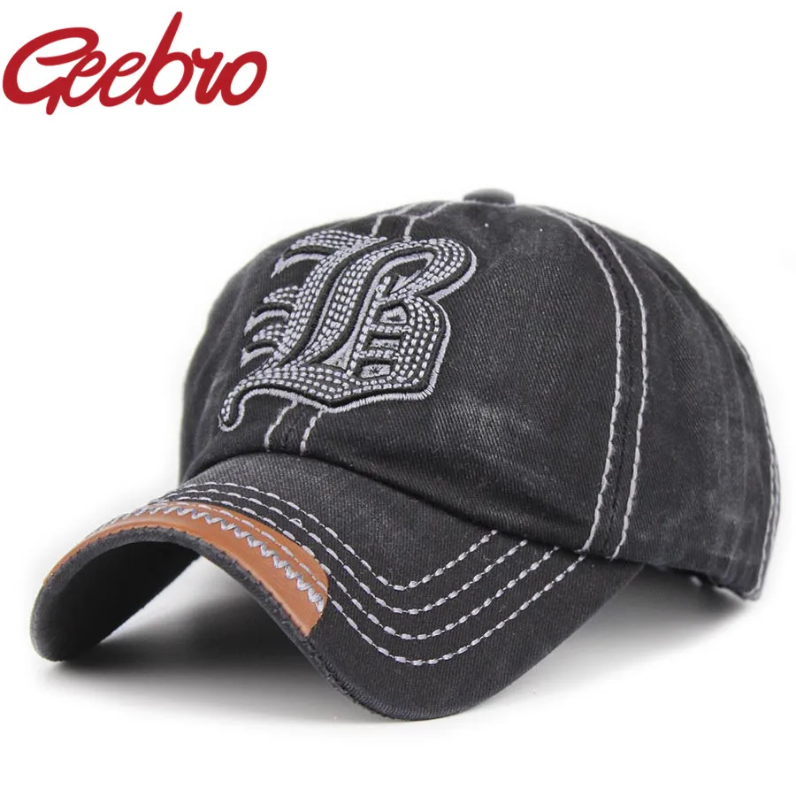 

New Brand Letter B Embroidered Denim Snapback Baseball Cap for Men Caps Full Closed Patchwork Dad Hat for Men Women JS017